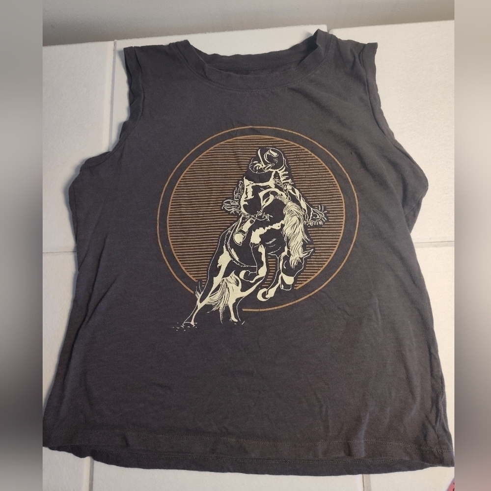 Sonoma Graphic Sleeveless Top in Charcoal Gray Size Xs #419